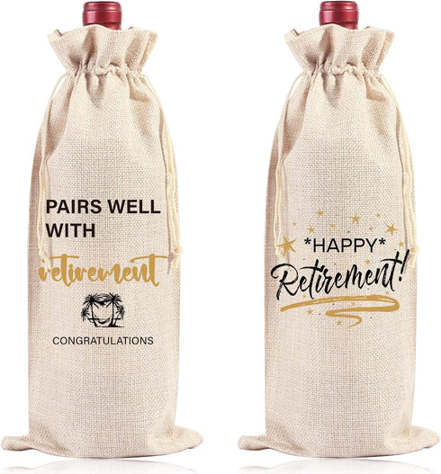 Retirement Gifts Retirement Wine Bag - Retirement Gifts for Women Men, Pairs Well with Retirement, Retirement Wine Bottle Gift, Funny Retirement G...