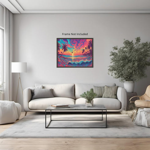 Posterizer 1 pcs- psychedelic funky hippie colorful landscap 7-Abstract & Modern Art-Fantasy & Fiction Art- Living Room Bedroom Decor- unframed wa...