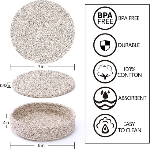 Trivets for Hot Dishes, Trivets for Hot Pots and Pans, 7 Inchs Hot Pads 4 Pcs and Storage Basket for Countertops, Pot Holders for Kitchen, Cotton ...