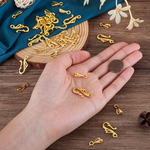 Craftdady 50 Sets Tibetan Gold S Hook Eye Toggle Clasps Metal Closure End Clasps with Bar for Bracelet Necklace Jewelry Making...