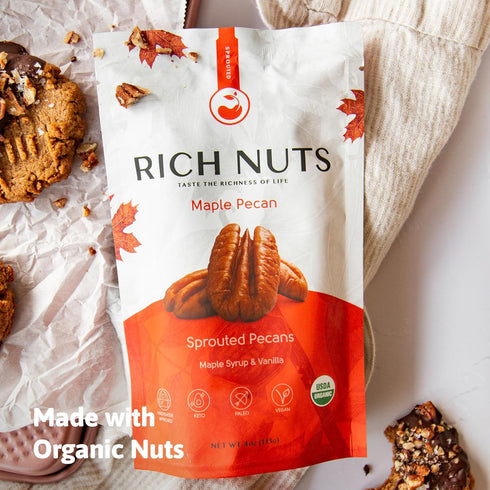 Rich Nuts Maple Pecan Gourmet Sprouted Pecans | Vegan, Paleo, Keto | Made with Maple Syrup, Vanilla Extract and Sea Salt | Non-Roasted from Dehyrd...