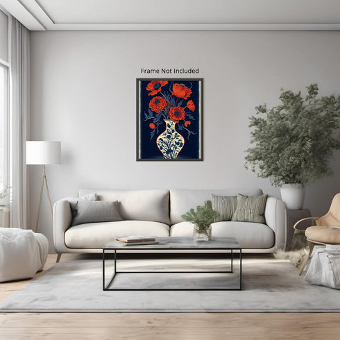 Posterizer 1 pcs-chinoiserie poppy flowers-Floral & Botanical Art-Abstract & Modern Art-Living Room Bedroom Decor- UNFRAMED Wall Art...