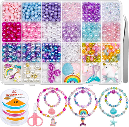 Cludoo 773Pcs Mermaid Charm DIY Bead Kit for Kids Girls with Pearl Starfish Shell, Ocean Beads with Mermaid for Bracelet Necklace Making...