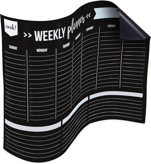 Cinch Magnetic Dry Erase Weekly Calendar Blackboard for Fridge 17"x12" - 4 Fine Tip Markers & Large Eraser w/Magnetic Weekly Planner for Fridge - ...
