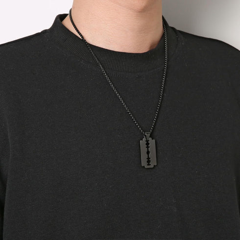 HZMAN Mens Stainless Steel Razor Blade Model Dog Tag Pendant Hip Hop Necklace,22+2" Chain...