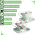 BTaT- Floral Tea Cups and Saucers, Set of 2, 8oz, Coffee Cups with Gold Trim, British Tea Cups...