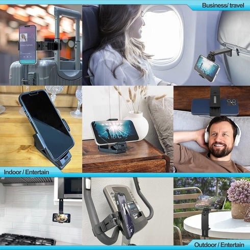 BEYOND CELL Travel Essentials for Flying, Universal Seat Back Tray Table Hands Free Phone Clip Holder, Travel Must Haves Adjustable Pocket Size Co...