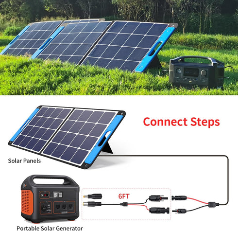 Solar Panel to DC 8MM Adapter,14AWG 6FT Solar Connector to DC 8MM Male Converter Cable with DC 5.5×2.5mm Converter for Portable Power Station Sola...