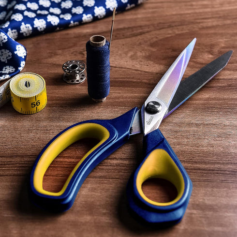 LIVINGO 8.5” Premium Fabric Scissors, Heavy Duty All-Purpose Titanium Coating Forged Stainless Steel Sharp Sewing Tailor Dressmaking Shears Comfor...