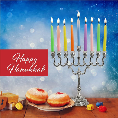 Ner Mitzvah Silver Plated Candle Menorah, Fits All Standard Hanukkah Candles - Curved Branches, 7.25 High x 6.5 Wide...