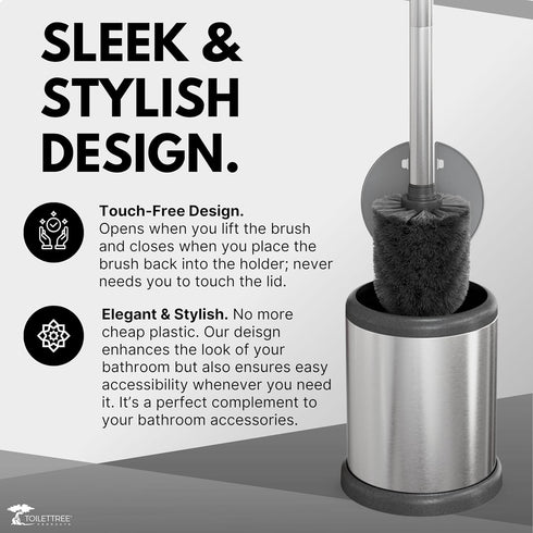 ToiletTree Products Toilet Brush with Lid - Sleek Toilet Bowl Brush and Holder - Toilet Scrubber Brush Set with Heavy-Weight Base - Lidded Toilet ...