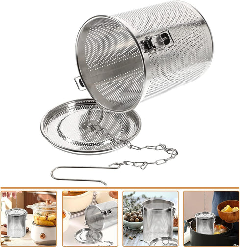 Hemoton Stainless Steel Tea Ball Infuser Large Capacity Tea Strainer Infuser Cooking Strainer Basket Seasoning Strainer with Extended Chain Hook f...