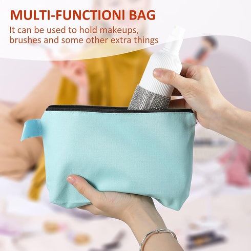 10 Pieces Canvas Makeup Bags Bulk Travel Cosmetic Bags Plain Makeup Pouch Multi-Purpose Blank Travel Toiletry Bag DIY Craft Bags with Zipper for W...
