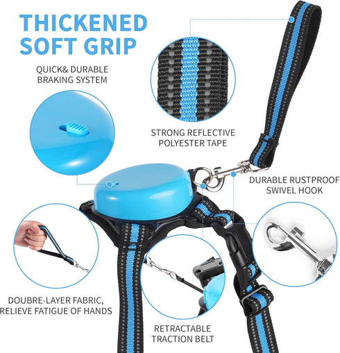 Dog Harness and Leash Set |Dog Vest Harness with 6 ft Multifunction Retractable Dog Leash | with One-Button Control,One-Handed Brake, Tangle Free ...