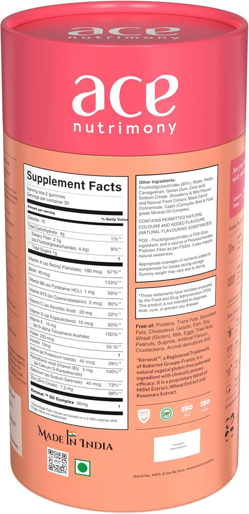 Balanced Beauty Biotin Gummies for Healthy Hair Skin & Nails, Helps Reduce Hairfall, Hair Growth Vitamins with Clinically Proven Keranat, Biotin &...