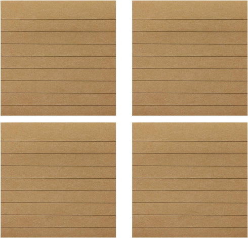 3x3 Inches Bright Colored Lined Sticky Notes Self-Stick Memo with Line for Office School Home (Brown)...