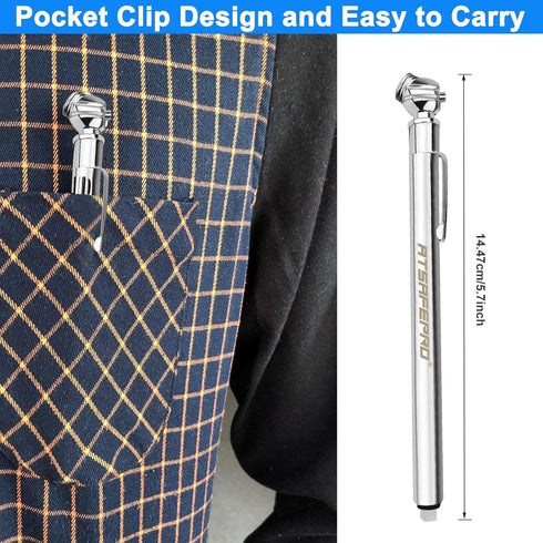 Pencil Tire Pressure Gauge (5-50PSI&10-75PSI), Sealed Zinc Alloy Nozzle and Silvery Aluminum Tube Body, Suitable for Bikes,Cars, Trucks...