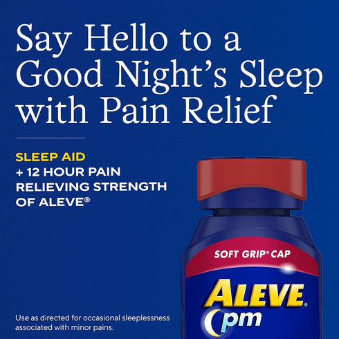 Aleve PM Sleep Aid Plus Pain Reliever Caplets, Naproxen Sodium & Diphenhydramine HCl, Pain Reliever, Nighttime Pain Relief, 120 Count...