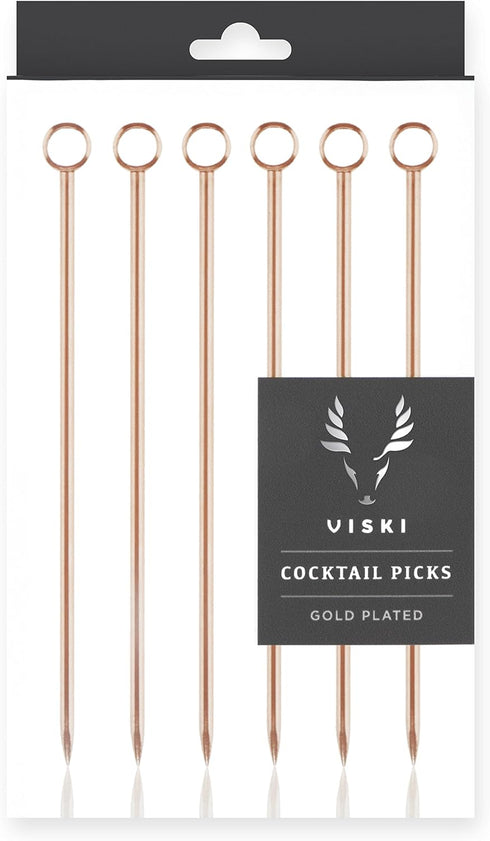 Viski Summit Cocktail Picks for Appetizers and Drinks, Stainless Steel Toothpicks for Olives, Cherries, Cheeses, Citrus Garnishes, Cocktail Party ...