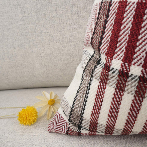YOUR SMILE Christmas Retro Farmhouse Buffalo Tartan Chequer Plaid Cotton Linen Decorative Throw Pillow Case Cushion Cover Pillowcase for Sofa 18 x...