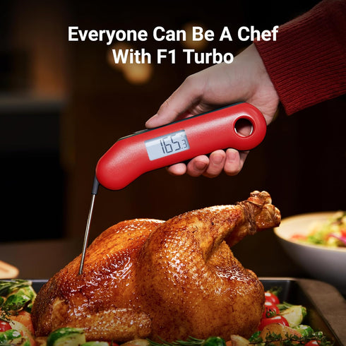ProfessionaI Meat Thermometer Digital, 3X Faster 0.5 Sec Instant Read, NIST Certified Accurate to ±0.5°F, 100% Waterproof, Auto-rotating Bright Di...