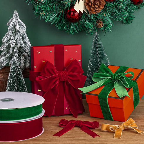 Red Velvet Ribbon 1/4" x 20Yd,Great for Gift Wrapping,Hair Bows Making, Wreaths,Wedding and Christmas Party Decoration(Red 1/4")...