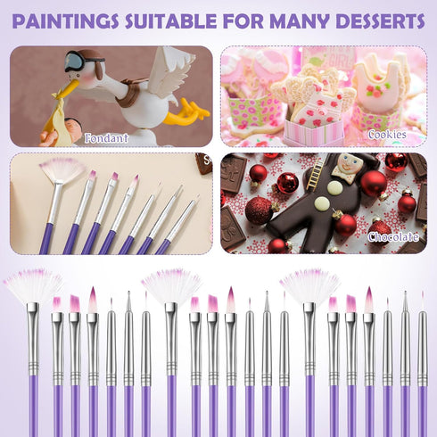 28 Pcs Cake Decorating Brushes Cake Painting Brushes Food Paint Brush Multiple Function Fondant Brush Cookie Brushes DIY Tool Set Cake Decorating ...