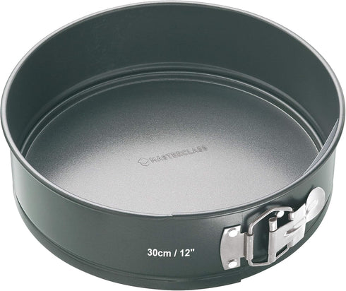 MasterClass KCMCHB45 30 cm Springform Cake Tin with Loose Base and PFOA Non Stick, Robust 1 mm Carbon Steel, 12 Inch Extra Large Round Pan, Grey...