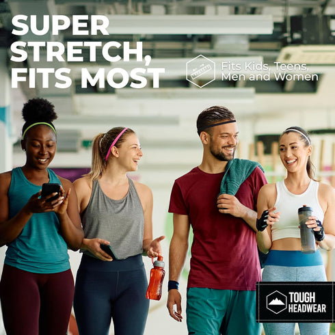 Tough Headwear Thin Elastic Headbands for Men - Sports Hair Head Band for Women & Men - Non Slip Mens Workout Headband - Running or Soccer Headban...
