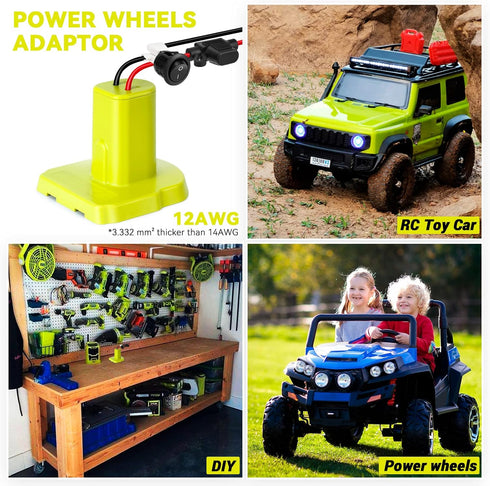 Power Wheel Adapter for Ryobi One+ 18V P108 P107 P102 P100 Li-ion & Ni-Cd Battery,Power Connector for Rc Toy & Car,12 Gauge Robotics Rc Truck?with...