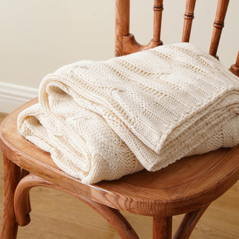 Battilo Cream Ivory Cable Knit Throw Blankets for Couch, Super Soft Warm Cozy Decorative Knitted Throw Blanket for Bed, Sofa, Chair 50"x60"...