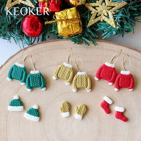 Keoker Polymer Clay Texture Sheet Christmas, Christmas Clay Texture Mat for Making Earrings Jewerly, Christmas Polymer Clay Earrings Tools (Style ...