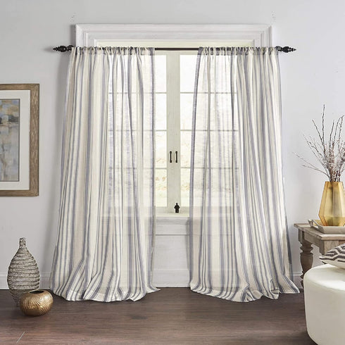 Elrene Home Fashions Hampton Stripe Sheer Window Curtain, 52" x 84" (1 Panel), Grey...