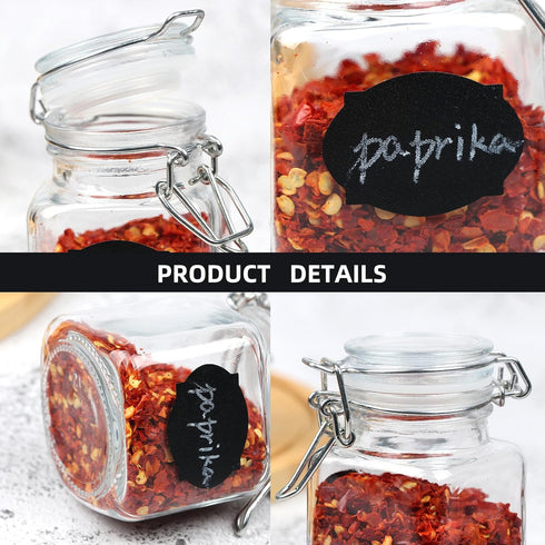 Glass Jars with Airtight Lids, 3.4 oz Small Spice Jars, 12 Pack Empty Mini Glass Bottles with Silicone Gasket, Herb Containers with Chalkboard Lab...