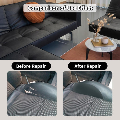 Leather Repair Tape Self-Adhesive Leather Repair Patch for Couch Furniture Sofas Car Seats Advanced PU Vinyl Leather Repair Kit (Black, 17X79 inch...