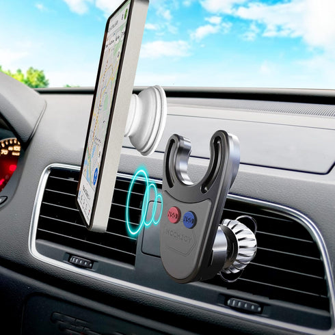 Magnetic Socket Car Mount - Phone Socket Holder for Car - Mount Holder for All Socket Grips - AC Vent Clip - 360 Rotation Ultra Stability......