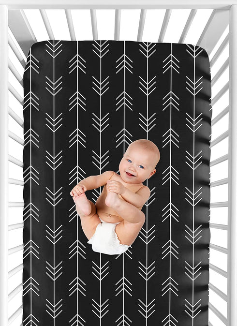 Black and White Woodland Arrow Baby or Toddler Fitted Crib Sheet for Rustic Patch Collection by Sweet Jojo Designs...