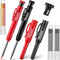 Hiboom 2 Pcs Carpenter Mechanical Pencils Marker with 18 Pcs Refills Construction Woodworking Marking Pens with Built in Sharpener and Protective ...