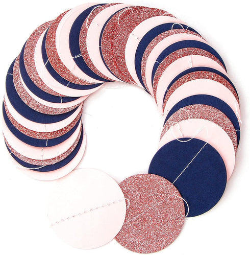 Navy-Blue Pink Rose-Gold Gender-Reveal Decorations - 52FT Party Streamers Garland Backdrop Banner Decor,Baby Bridal Shower Engagement Christmas We...
