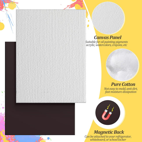 25 Pcs Magnetic Painting Canvas Panel Magnetic Mini Canvas Boards Magnetic Canvases for Painting Magnetic Mini Tile Art for Fridge Locker Art Pain...