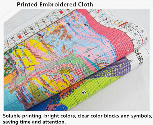 CaptainCrafts Cross Stitch Kits, Stamped Cross Stitch Prepainted Fabrics Corss Stitch DMC DIY Needlework Embroidery Kit for Adults Home Decor (Sta...