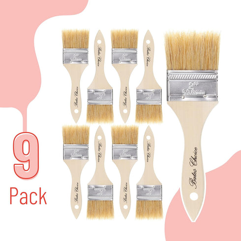 Bates- Chip Paint Brushes, 2 Inch, 9 Pack, Chip Brush, Brushes for Painting, Paint Brushes, 2 Inch Paint Brush, Stain Brushes for Wood, Natural Br...