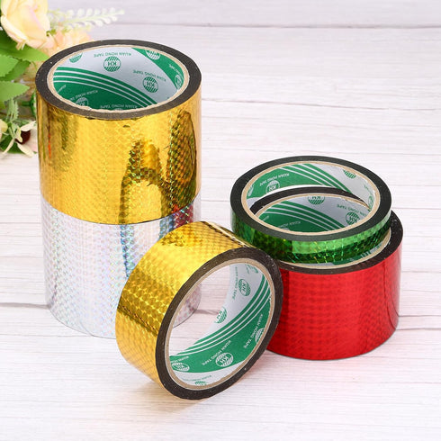 uxcell Washi Prism Tape Set 2 Inch x 55 Yards Holographic Metalized Reflective Tape for Holiday Packaging and Decoration, DIY and Art craft (2 Rol...
