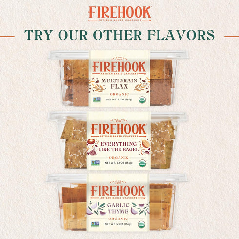 Firehook Rosemary Sea Salt Crackers – Artisan Baked, Craveably Crunchy, Infused with Bold Rosemary & Sea Salt – Organic, Non-GMO, Kosher – 5.5 oz ...