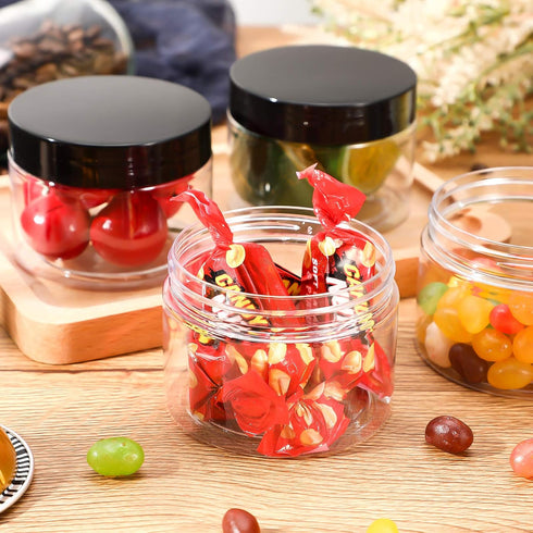 6 Pack 6 oz Plastic Jars Refillable Containers with Lids Wide-mouth Leakproof Reusable Round Empty Jars for Travel Cosmetic Dry Food Spice Cookie ...