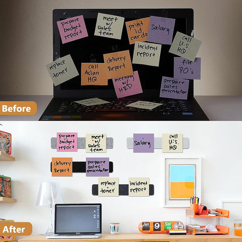 Felt Bulletin Board, 4 Pcs Large Size Cork Board Bar Strips with 35 Pushpins, Self-Adhesive & No Damage for Wall, Felt Pin Board Strips for Paste ...