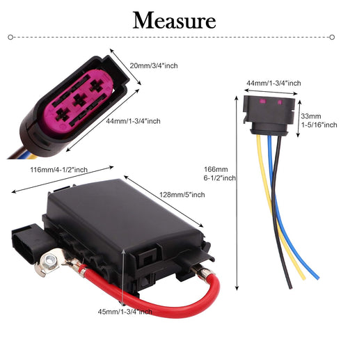 Battery Fuse Box Terminal 1J0937550 Compatible with 99-04 VW Beetle Jetta Bora Golf MK4 with Wiring Harness Pigtail Connector...