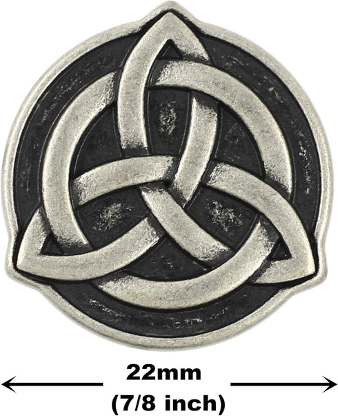Bezelry 10 Pieces Celtic Trinity Knot Metal Shank Buttons. 22mm (7/8 inch) (Antique Silver)...