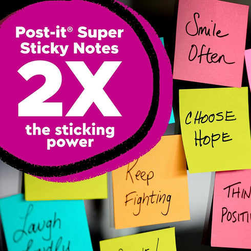Post-it® Super Sticky Notes, Assorted Sizes, Energy Boost Collection...