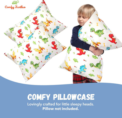 Toddler Pillowcase 13x18 Dinosaur - Cotton Travel Pillowcase Cover, Soft Dinosaur Pillow Cases for Toddler Boys - Multicolored Dinosaurus...